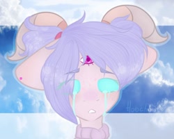 Size: 1280x1024 | Tagged: safe, artist:hoochuu, imported from derpibooru, oc, oc only, pony, bust, commission, crying, horns, solo, third eye, ych result