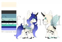 Size: 1280x853 | Tagged: safe, artist:hoochuu, imported from derpibooru, oc, oc only, hybrid, pony, butterfly wings, chest fluff, commission, duo, simple background, unshorn fetlocks, white background, wings, ych result