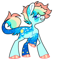 Size: 1280x1260 | Tagged: safe, artist:moonert, imported from derpibooru, oc, oc only, earth pony, pony, earth pony oc, eye clipping through hair, female, grin, hoof polish, leonine tail, mare, multicolored hair, rainbow hair, raised hoof, simple background, smiling, solo, tail, transparent background