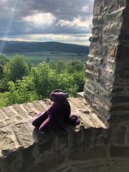 Size: 3024x4032 | Tagged: safe, imported from derpibooru, princess luna, beautiful, castle, irl, nature, outdoors, photo, plushie, valley, window