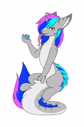 Size: 2000x3000 | Tagged: safe, artist:rice, imported from derpibooru, oc, oc only, oc:spiral light, draconequus, draconequus oc, floppy ears, furry, long tail, simple background, solo, tail, tongue out, white background
