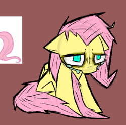 Size: 756x748 | Tagged: safe, artist:xxv4mp_g4z3rxx, imported from derpibooru, fluttershy, pegasus, pony, bags under eyes, crying, female, mare, pink mane, pink tail, sad, scared, solo, tail