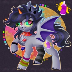 Size: 2000x2000 | Tagged: safe, artist:irinamar, imported from derpibooru, oc, oc only, alicorn, bat pony, bat pony alicorn, pony, bat wings, horn, solo, wings