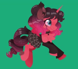 Size: 2048x1820 | Tagged: safe, artist:pastacrylic, imported from derpibooru, oc, oc only, oc:garnet midnight, pony, unicorn, chest fluff, choker, clothes, dress, ear tufts, female, goth, horn, simple background, solo, unicorn oc