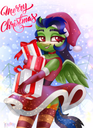 Size: 2200x3000 | Tagged: safe, artist:irinamar, imported from derpibooru, oc, oc only, anthro, pegasus, christmas, holiday, present, solo