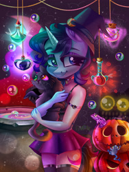 Size: 3000x4000 | Tagged: safe, artist:irinamar, imported from derpibooru, oc, oc only, anthro, halloween, holiday, solo