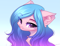 Size: 2187x1685 | Tagged: safe, artist:airiniblock, imported from derpibooru, oc, oc only, pegasus, pony, chest fluff, commission, cute, ear fluff, eye clipping through hair, eyebrows, eyebrows visible through hair, gradient background, gradient mane, icon, not izzy moonbow, oc name needed, pink coat, rcf community, solo