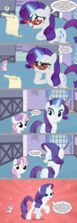 Size: 2207x6393 | Tagged: safe, artist:silverbuller, edit, edited screencap, imported from derpibooru, screencap, rarity, spike, sweetie belle, comic, female, male, screencap comic, shipping, sparity, straight, sweetie belle is not amused, unamused