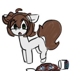 Size: 925x925 | Tagged: safe, artist:seylan, imported from derpibooru, oc, oc only, oc:cherro, earth pony, pony, digital art, simple background, soda, solo, spilled drink, white background