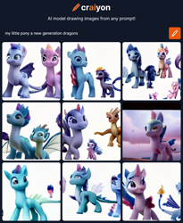 Size: 1144x1393 | Tagged: safe, imported from derpibooru, dracony, dragon, hybrid, pony, ai content, ai generated, g5, generator:craiyon, my little pony: a new generation, not princess ember, not salmon, not twilight sparkle, not zipp storm, wat