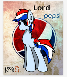 Size: 450x522 | Tagged: safe, artist:holomouse, imported from derpibooru, oc, oc only, oc:lord pepsi, earth pony, pony, earth pony oc, male, pepsi, soda, solo