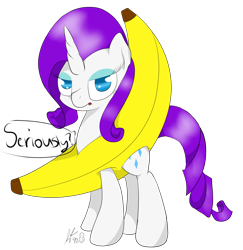 Size: 2611x2683 | Tagged: safe, artist:holomouse, imported from derpibooru, rarity, pony, unicorn, banana, banana costume, banana suit, clothes, costume, female, food, food costume, simple background, solo, transparent background