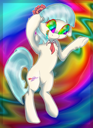 Size: 853x1170 | Tagged: safe, artist:holomouse, imported from derpibooru, coco pommel, earth pony, pony, drugs, female, psychedelic, solo