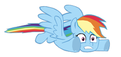 Size: 1277x607 | Tagged: safe, artist:benpictures1, imported from ponybooru, rainbow dash, pegasus, pony, my little pony: the movie, cute, dashabetes, female, flying, gritted teeth, inkscape, mare, scared, simple background, solo, transparent background, vector