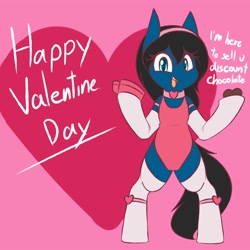 Size: 2000x2000 | Tagged: safe, artist:rice, imported from derpibooru, oc, oc only, earth pony, pony, bipedal, chocolate, choker, clothes, food, holiday, leotard, solo, stockings, thigh highs, valentine's day