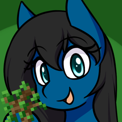 Size: 500x500 | Tagged: safe, artist:rice, imported from derpibooru, oc, oc only, oc:blue pone, earth pony, pony, bust, minecraft, oak tree, sapling, simple background, solo, tree