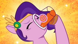 Size: 3410x1920 | Tagged: safe, imported from derpibooru, screencap, pipp petals, pegasus, pony, spoiler:g5, spoiler:my little pony: tell your tale, spoiler:tyts01e22, chugging, drink, drinking, eyes closed, female, g5, headband, high res, jewelry, mare, my little pony: tell your tale, regalia, smoothie, solo, stars, youtube link, zipp's yes day