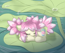 Size: 2000x1639 | Tagged: safe, artist:one4pony, imported from derpibooru, oc, oc only, oc:藕荷, earth pony, pony, china, cute, jinan brony festival, lilypad, mascot, solo, water