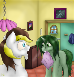 Size: 1920x1984 | Tagged: safe, artist:lennystendhal13, imported from derpibooru, oc, oc only, oc:moorsavage, oc:stendhal, earth pony, pony, unicorn, facial hair, female, male, mare, stallion, thermometer