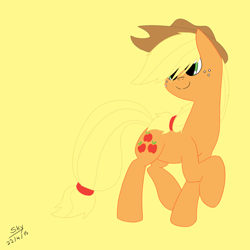 Size: 1024x1024 | Tagged: safe, artist:artponie, imported from derpibooru, applejack, earth pony, pony, 2015, applejack's hat, cowboy hat, female, hat, mare, simple background, solo