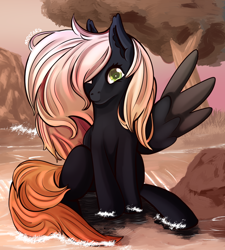 Size: 1024x1138 | Tagged: safe, artist:meepars, imported from derpibooru, oc, oc only, pegasus, pony, art trade, female, pegasus oc, river, solo, water