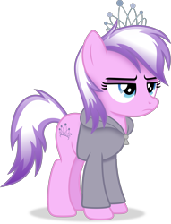 Size: 3266x4274 | Tagged: safe, artist:anime-equestria, imported from derpibooru, diamond tiara, earth pony, pony, alternate hairstyle, clothes, female, hoodie, jewelry, mare, older, older diamond tiara, simple background, solo, tiara, transparent background, unamused, vector