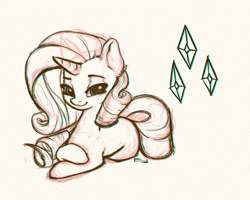 Size: 1000x798 | Tagged: safe, artist:inkypuso, imported from derpibooru, rarity, pony, unicorn, female, horn, lying down, mare, monochrome, prone, signature, simple background, sketch, solo
