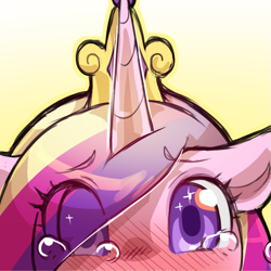 Size: 1159x1159 | Tagged: safe, artist:cold-blooded-twilight, imported from derpibooru, part of a set, princess cadance, alicorn, pony, blushing, close-up, crying, simple background, solo, sparkles, transparent background