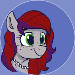 Size: 700x700 | Tagged: safe, artist:rutkotka, imported from derpibooru, oc, oc only, oc:evening prose, pegasus, pony, female, freckles, jewelry, mare, necklace, pearl necklace