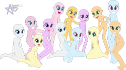 Size: 1437x806 | Tagged: safe, artist:alstragolden, artist:azura-bases, imported from derpibooru, applejack, fluttershy, pinkie pie, rainbow dash, rarity, sci-twi, sunset shimmer, twilight sparkle, alicorn, human, equestria girls, base, hand behind back, hand on chest, hand on hip, hands on cheeks, hands on knees, looking at you, open mouth, simple background, smiling, transparent background, twilight sparkle (alicorn)