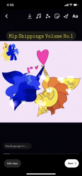 Size: 828x1792 | Tagged: safe, artist:enperry88, imported from derpibooru, golden crust, unicorn, boop, duo, duo male, friendship student, gay, goldensnack, happy, heart, looking at each other, looking at someone, male, midnight snack (g4), noseboop, nuzzling, shipping, shipping fuel, smiling, smiling at each other, stallion