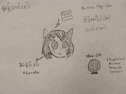 Size: 4152x3120 | Tagged: safe, imported from derpibooru, oc, oc only, oc:mohinga, pony, cute, myanmar, nation ponies, pencil drawing, ponified, sketch, solo, thanaka, traditional art