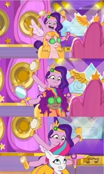 Size: 1279x2147 | Tagged: safe, edit, edited screencap, imported from derpibooru, screencap, pipp petals, sunny starscout, zipp storm, earth pony, pegasus, pony, spoiler:g5, spoiler:my little pony: tell your tale, spoiler:tyts01e05, spoiler:tyts01e14, spoiler:tyts01e22, alicorn issues, brush, comparison, cucumber, female, food, frown, g5, glasses, hair clipper, hair dryer, hair styling, hairbrush, headband, hoof hold, jewelry, loose hair, mane melody, mare, messy mane, mirror, mud mask, my little pony: tell your tale, necklace, open mouth, pearl necklace, phyllis cloverleaf, regalia, smiling, zipp's yes day