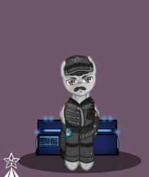 Size: 4245x5021 | Tagged: safe, artist:devorierdeos, imported from derpibooru, oc, oc only, fallout equestria, cap, clothes, enclave, enclave uniform, facial hair, grand pegasus enclave, hat, holster, lieutenant, military uniform, moustache, officer, simple background, uniform