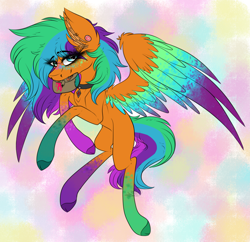 Size: 3237x3137 | Tagged: safe, artist:beamybutt, imported from derpibooru, oc, oc only, pegasus, pony, abstract background, choker, colored hooves, ear fluff, eyelashes, female, mare, pegasus oc, solo, wings