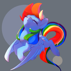 Size: 1740x1740 | Tagged: safe, artist:rainsketch, imported from derpibooru, rainbow dash, pegasus, pony, abstract background, eyes closed, female, gray background, mare, simple background, solo, spread wings, wings