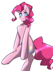 Size: 768x1024 | Tagged: safe, artist:mugitya012, imported from derpibooru, pinkie pie, earth pony, pony, female, looking at you, mare, simple background, smiling, smiling at you, solo, white background