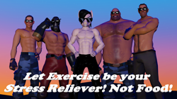 Size: 3840x2160 | Tagged: safe, artist:mr-wolfapex, imported from derpibooru, oc, oc only, anthro, 3d, abs, clothes, fitness, furry, heavy, inspirational, male, muscles, muscular male, partial nudity, pyro, scout, sniper, sunglasses, team fortress 2, topless