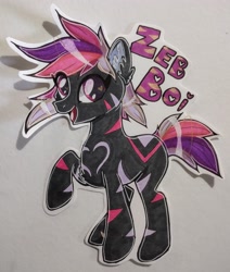 Size: 2741x3226 | Tagged: safe, artist:annuthecatgirl, imported from derpibooru, oc, oc only, oc:zeb boi, badger, pony, zebra, solo, traditional art