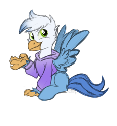 Size: 1280x1382 | Tagged: safe, artist:zhnlnx, imported from derpibooru, oc, oc only, oc:gren, hippogriff, clothes, cute, hoodie, interspecies offspring, magical lesbian spawn, next generation, offspring, parent:gilda, parent:rainbow dash, parents:gildash, simple background, solo, transparent background