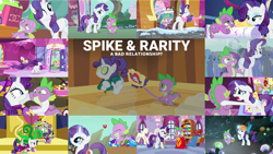 Size: 1280x722 | Tagged: safe, edit, edited screencap, editor:quoterific, imported from derpibooru, screencap, doctor whooves, rarity, spike, time turner, trenderhoof, dragon, earth pony, pony, unicorn, a dog and pony show, boast busters, castle sweet castle, dragon dropped, dragon quest, gauntlet of fire, green isn't your color, molt down, party of one, rarity takes manehattan, rarity's biggest fan, season 1, season 2, season 3, season 4, season 5, season 6, season 8, season 9, simple ways, the crystal empire, spoiler:interseason shorts, spoiler:s08, spoiler:s09, carousel boutique, cucumber, eyes closed, female, flying, food, gem, male, mannequin, mare, one eye closed, open mouth, open smile, shipping, smiling, sparity, spread wings, stallion, straight, text, twilight's castle, winged spike, wings, wink