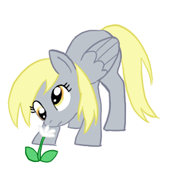 Size: 471x483 | Tagged: safe, artist:forest0816, imported from derpibooru, derpy hooves, pegasus, pony, derp, female, flower, folded wings, mare, simple background, solo, white background, wings