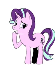 Size: 500x708 | Tagged: safe, artist:forest0816, imported from derpibooru, starlight glimmer, pony, unicorn, female, horn, mare, open mouth, raised hoof, simple background, solo, white background