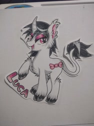 Size: 3000x4000 | Tagged: safe, artist:annuthecatgirl, imported from derpibooru, oc, oc only, oc:luca, classical unicorn, pony, unicorn, cloven hooves, leonine tail, tail, traditional art, unshorn fetlocks