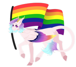 Size: 1800x1600 | Tagged: safe, artist:purplegrim40, imported from derpibooru, oc, oc only, pegasus, pony, colored hooves, gay pride flag, pegasus oc, pride, pride flag, raised hoof, simple background, smiling, solo, transparent background, wings
