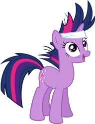 Size: 2096x2741 | Tagged: safe, artist:sollace, imported from derpibooru, twilight sparkle, pony, unicorn, it's about time, .svg available, bandage, female, full body, mare, messy mane, open mouth, open smile, simple background, smiling, solo, standing, svg, tired, transparent background, twilynanas, unicorn twilight, vector