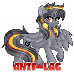 Size: 1280x1232 | Tagged: safe, artist:missbramblemele, imported from derpibooru, oc, oc:anti-lag, pegasus, pony, female, mare, simple background, solo, white background