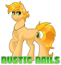 Size: 1280x1375 | Tagged: safe, artist:missbramblemele, imported from derpibooru, oc, oc:rustic rails, pony, unicorn, male, simple background, solo, stallion, transparent background