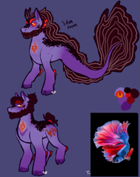 Size: 571x724 | Tagged: safe, artist:tyotheartist1, imported from derpibooru, oc, oc:thumbalina treasures, fish, pony, siren, male, reference sheet, simple background, siren oc, stallion