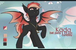 Size: 3808x2480 | Tagged: safe, artist:sinrinf, imported from derpibooru, oc, oc only, oc:kada, bat pony, pony, bat ears, clock, cuntboy, fangs, gold, intersex, locket, reference sheet, solo, spread wings, tail, teenager, two toned hair, two toned mane, two toned tail, watch, wings, zoom layer
